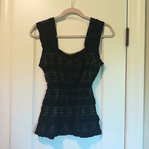 Max Studio Sophisticated Black Lace Sleeveless Top